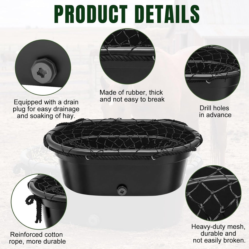 30 Gallon Slow Hay Horse Feeder, Heavy Duty Hay Pan Net Set