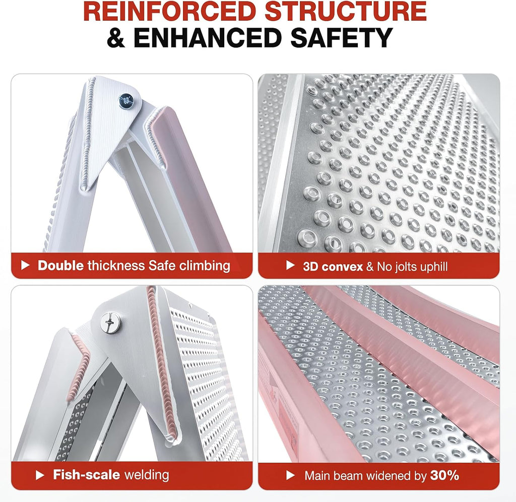 Aluminum Loading Ramps, 1900Lbs Capacity, 7.5ft Trunk Ramps for Pickup Trucks, Trailers Ramp with Load Straps for