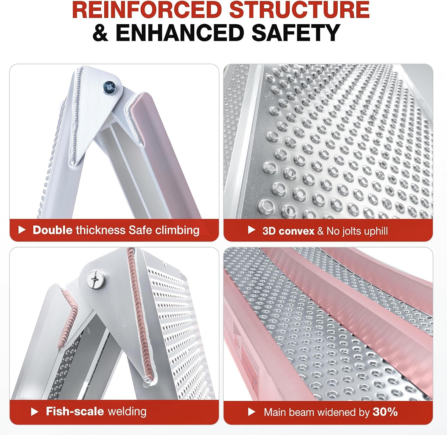 Aluminum Loading Ramps, 1900Lbs Capacity, 7.5ft Trunk Ramps for Pickup Trucks, Trailers Ramp with Load Straps for