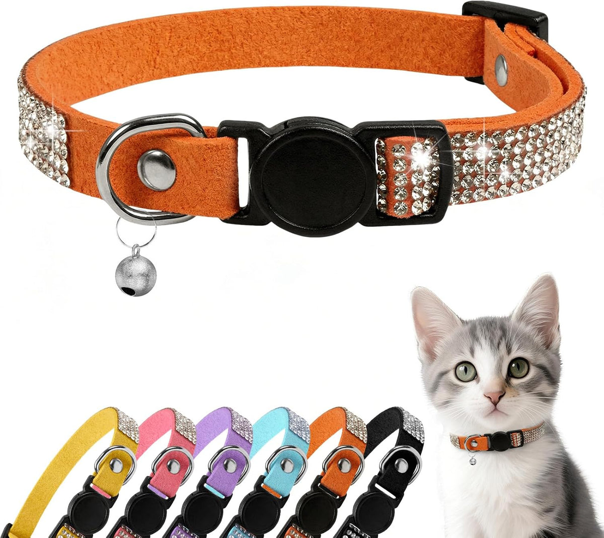 Rhinestone Cat Collar Breakaway (Orange)