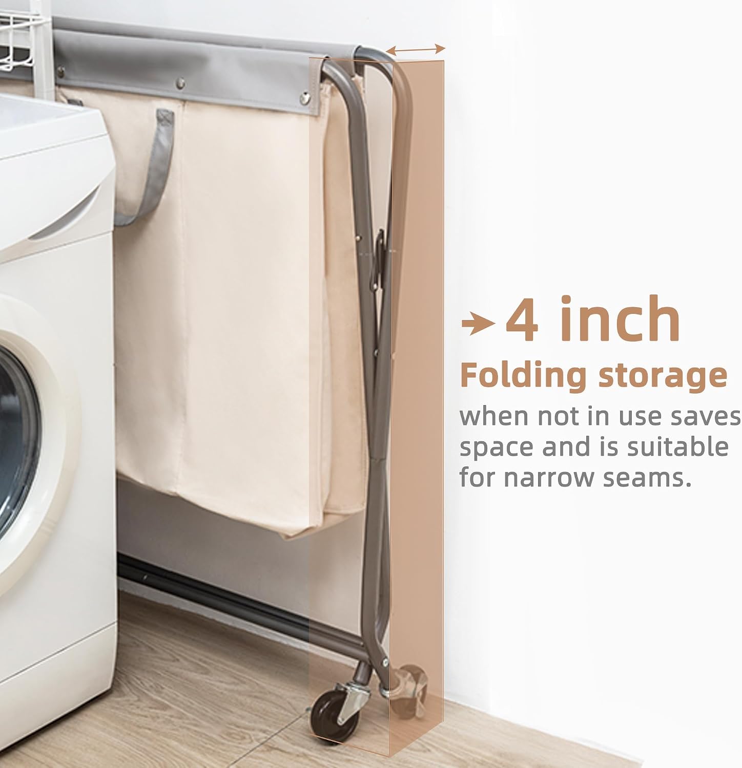 160L Collapsible Laundry Hamper with Wheels, Rolling Laundry Basket, Heavy Duty Cloth Sorter with Removable Bag