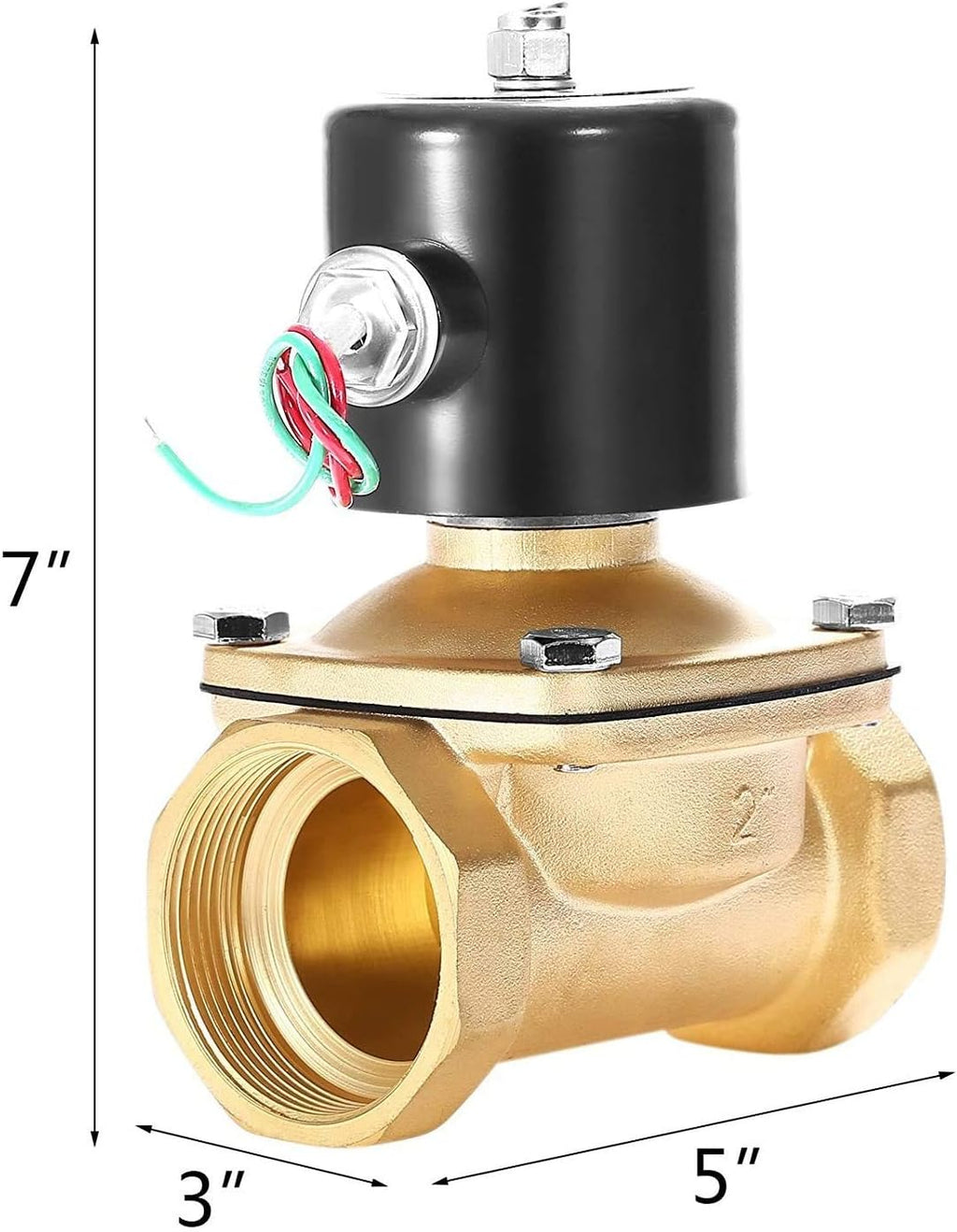 BACOENG Brass Electric Solenoid Valve 2" AC110V (NPT, Normally Closed)