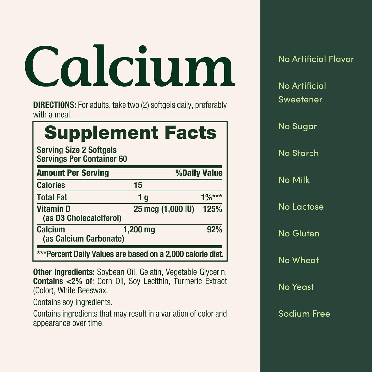 Calcium 1200 mg with 1000 IU Vitamin D3 - Bone Health Softgels, Calcium and Vitamin D Supplement, Gluten Free, 2