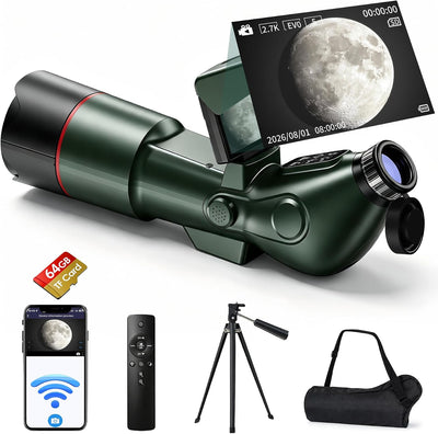 Smart Telescope for Adults Kids Beginners, 4K Digital Electronic Astrophotography Telescope with 3" Flip Screen, App
