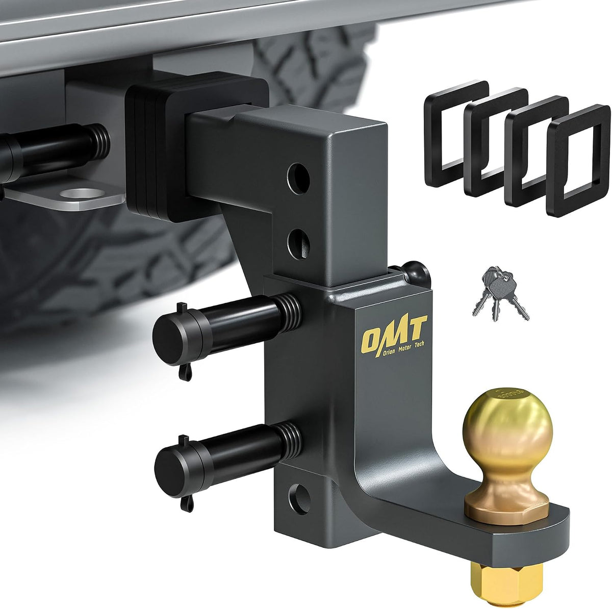 Adjustable Trailer Hitch Ball Mount - 2" Receiver & Ball