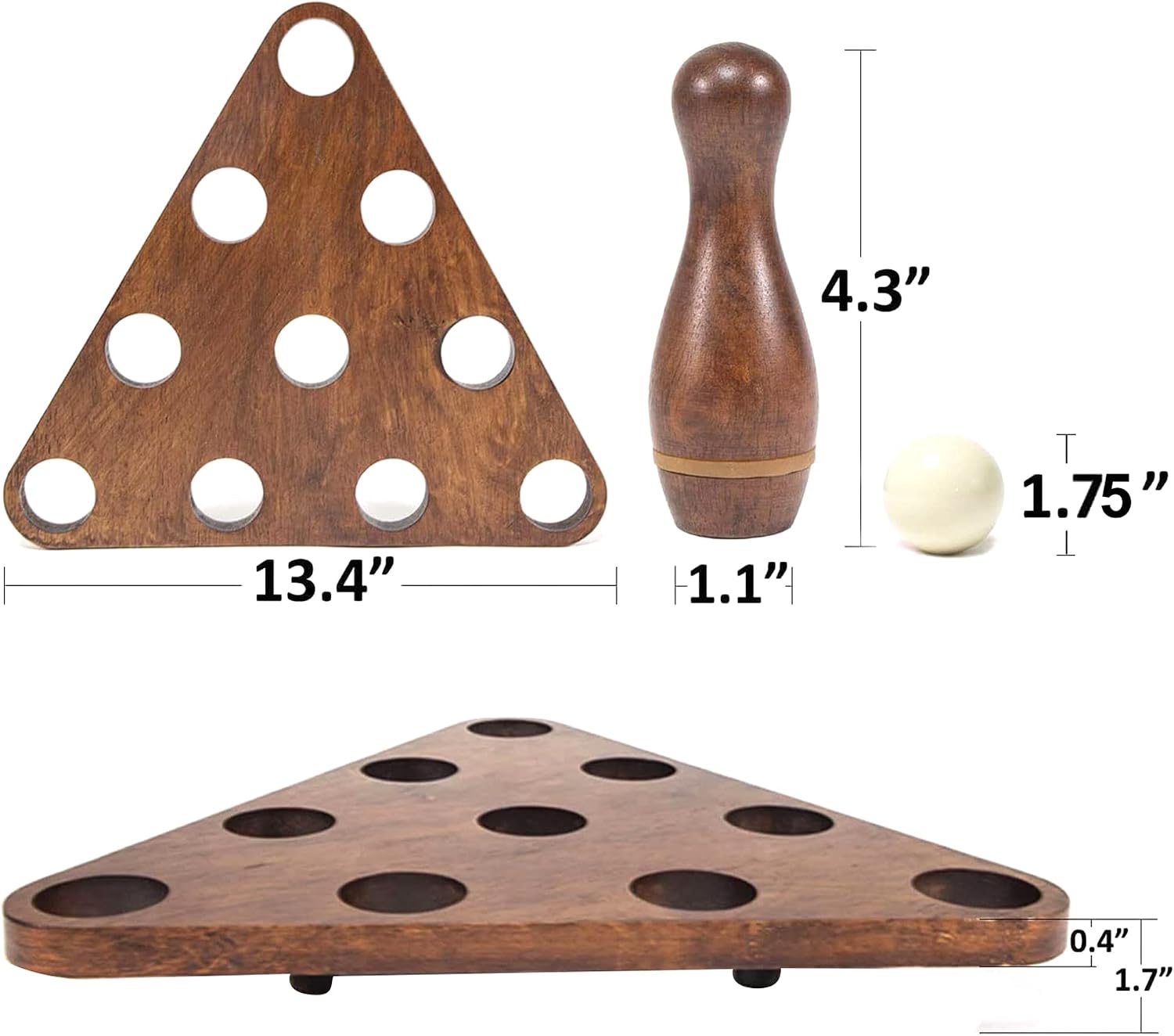 Shuffleboard Bowling Pin Set with 10 Pcs Bowling Pins Durabel Triangular Pinsetter Resin Bowling Ball and Carrying Bag