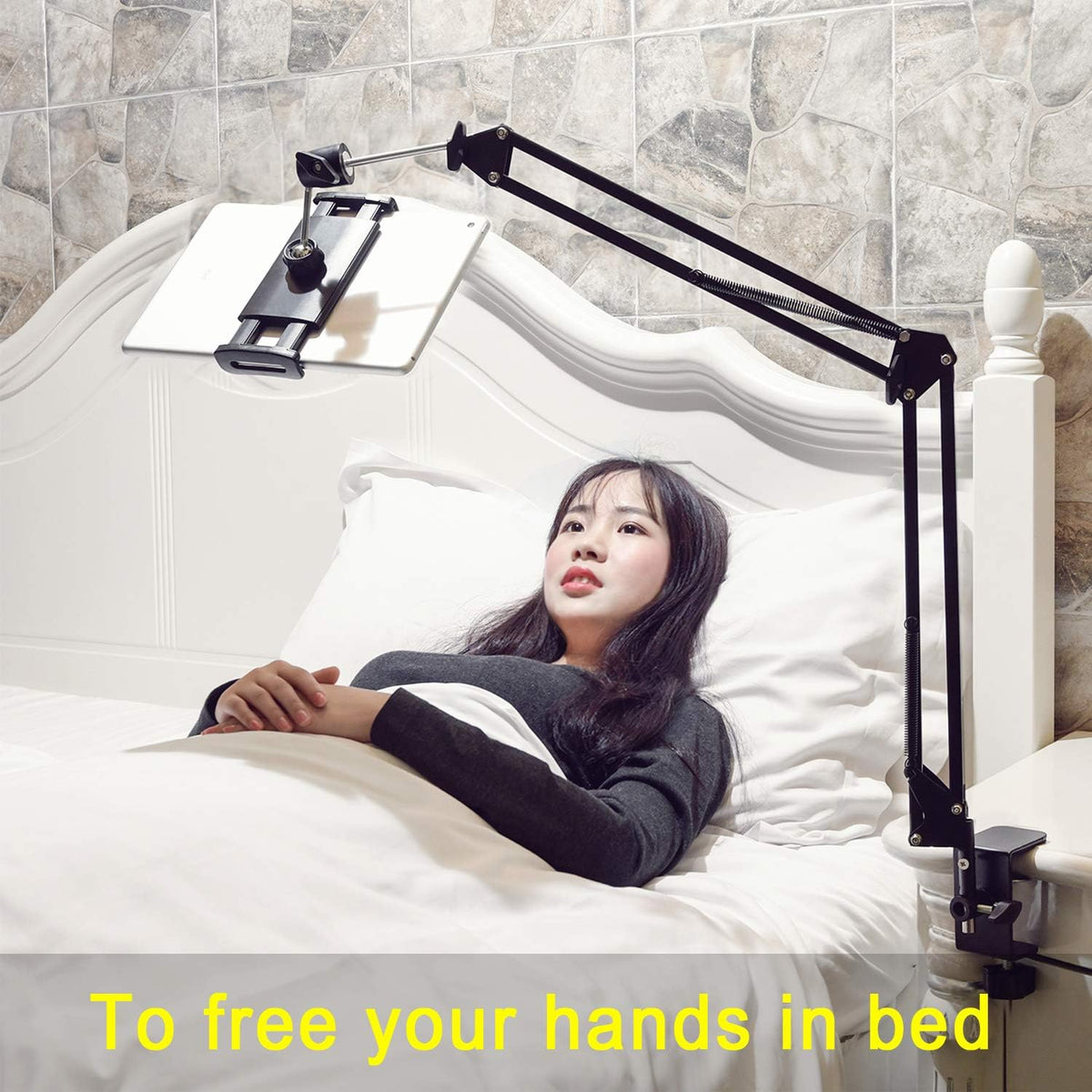 Tablet Stand for Bed,360 Degree Rotating Bed Tablet Mount Holder Stand with Aluminum Arm for iPad,iPhoneXS,N-Switch