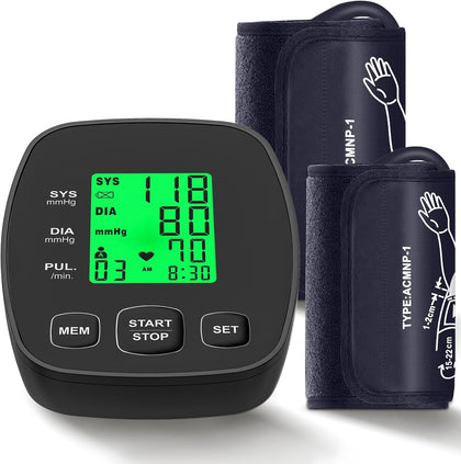 Blood Pressure Monitor for Home Use, Upper Arm Wide Range Cuff Fits Pediatric to Large Adult, Easy to Use Accurate