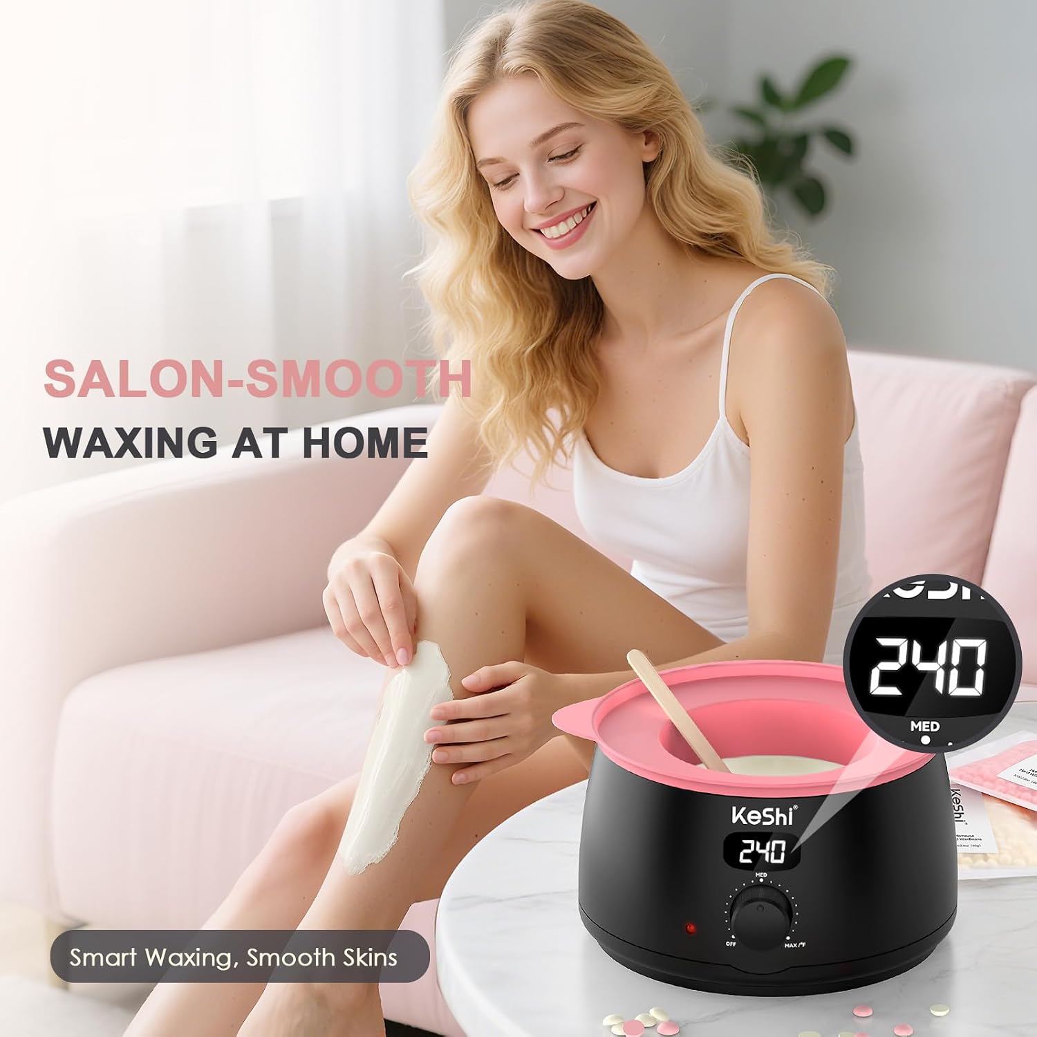 Waxing Kit for Women and Men, Digital Wax Warmer with 6 Bags Hard Wax Beads, at-Home Hair Removal Wax Kit for Full