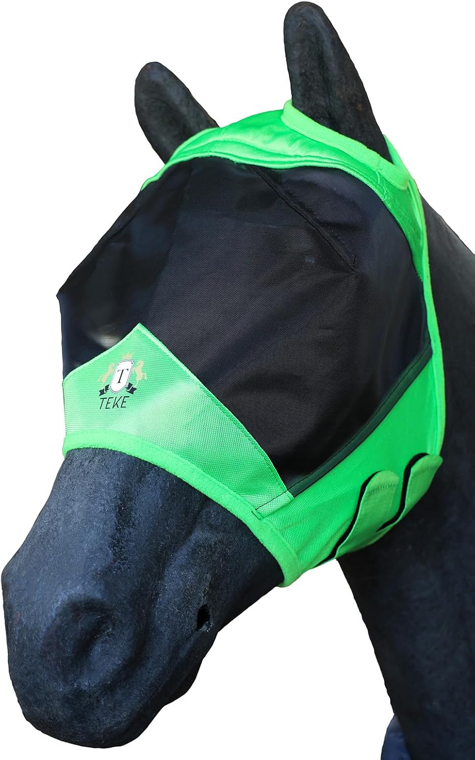 Fine Mesh Horse Fly Mask w/No Ears, UV Blocking 3D Eye Visor with Extra Fleece Cushioned Forehead, Protection from
