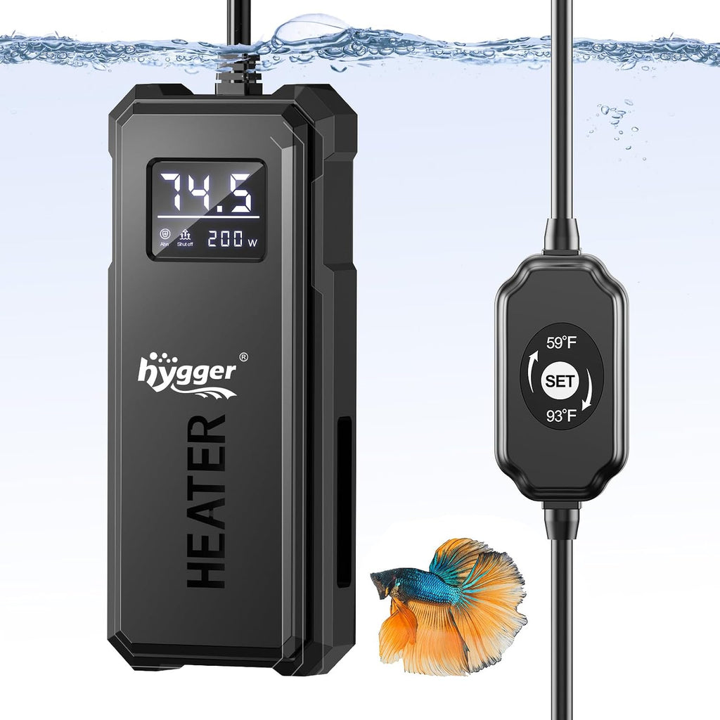 Aquarium Heater, 50W/100W/150W/200W Adjustable Power Fish Tank Heater with Auto Power-Off and High-Temp Protection