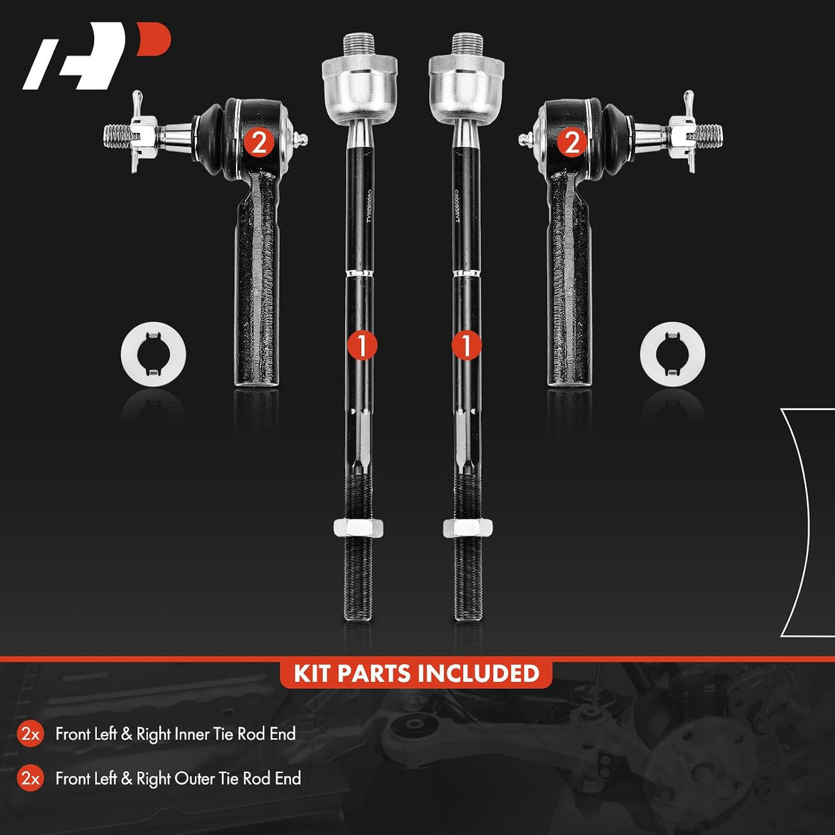 A-Premium Front Inner & Outer Tie Rod End Kit Fix Uneven Tire Wear