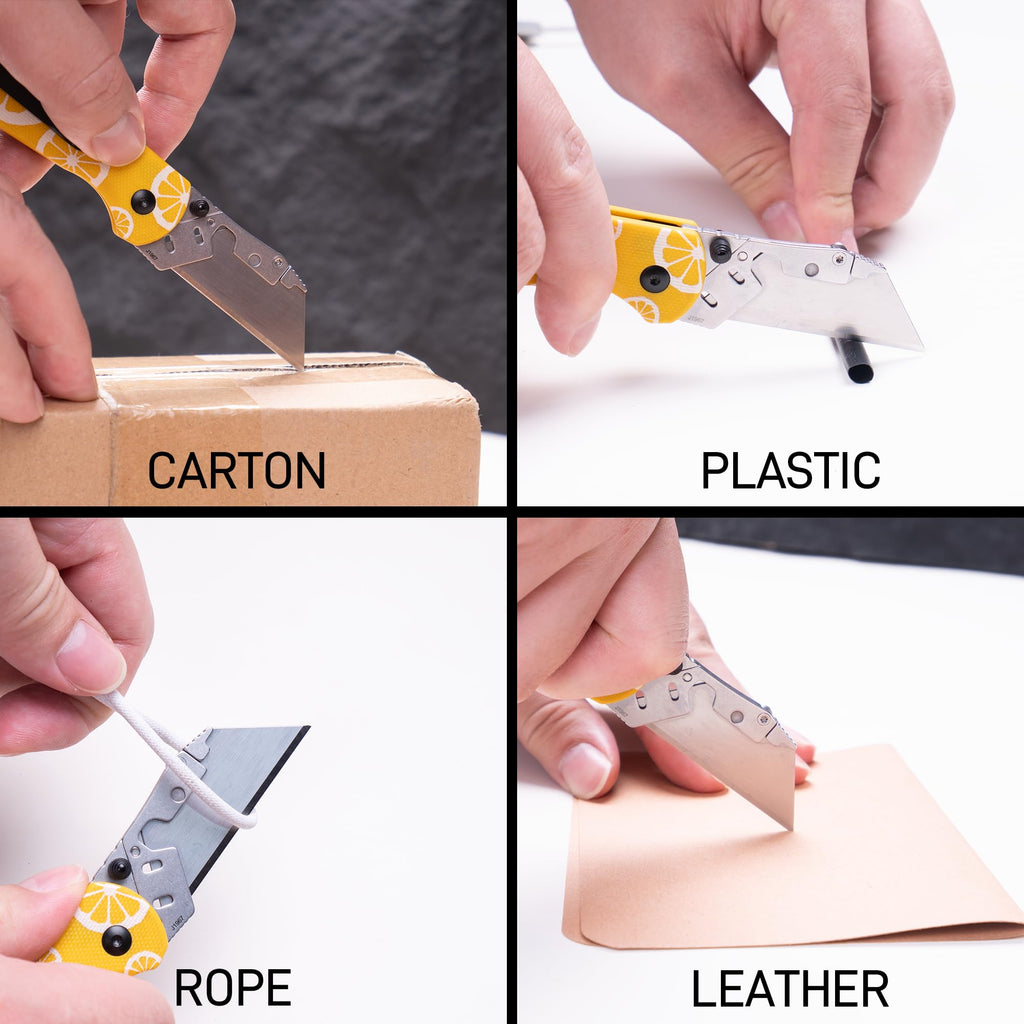 CJRB Boxer Folding Utility Knife Box Cutter with 10PCS Razor Blades