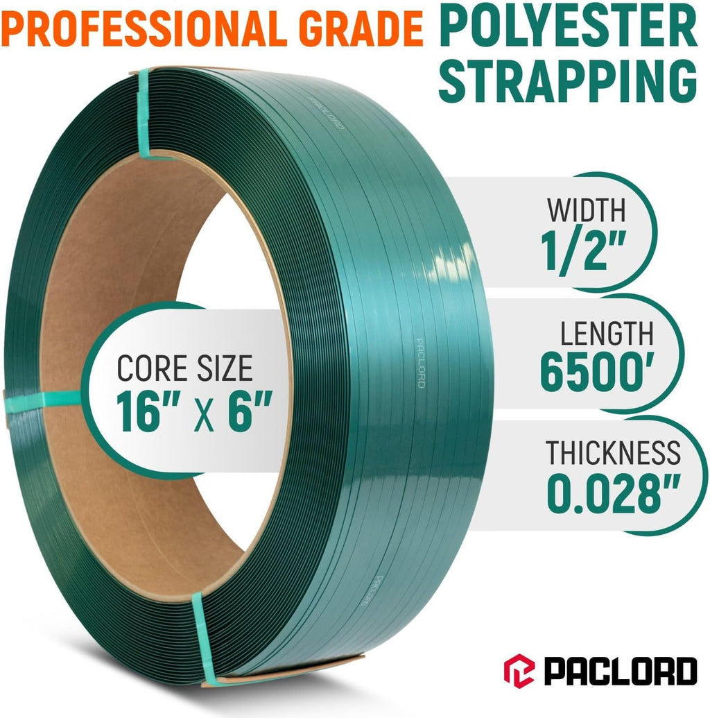 1/2" x 6500' Industrial-Grade Polyester (PET) Strapping Coil