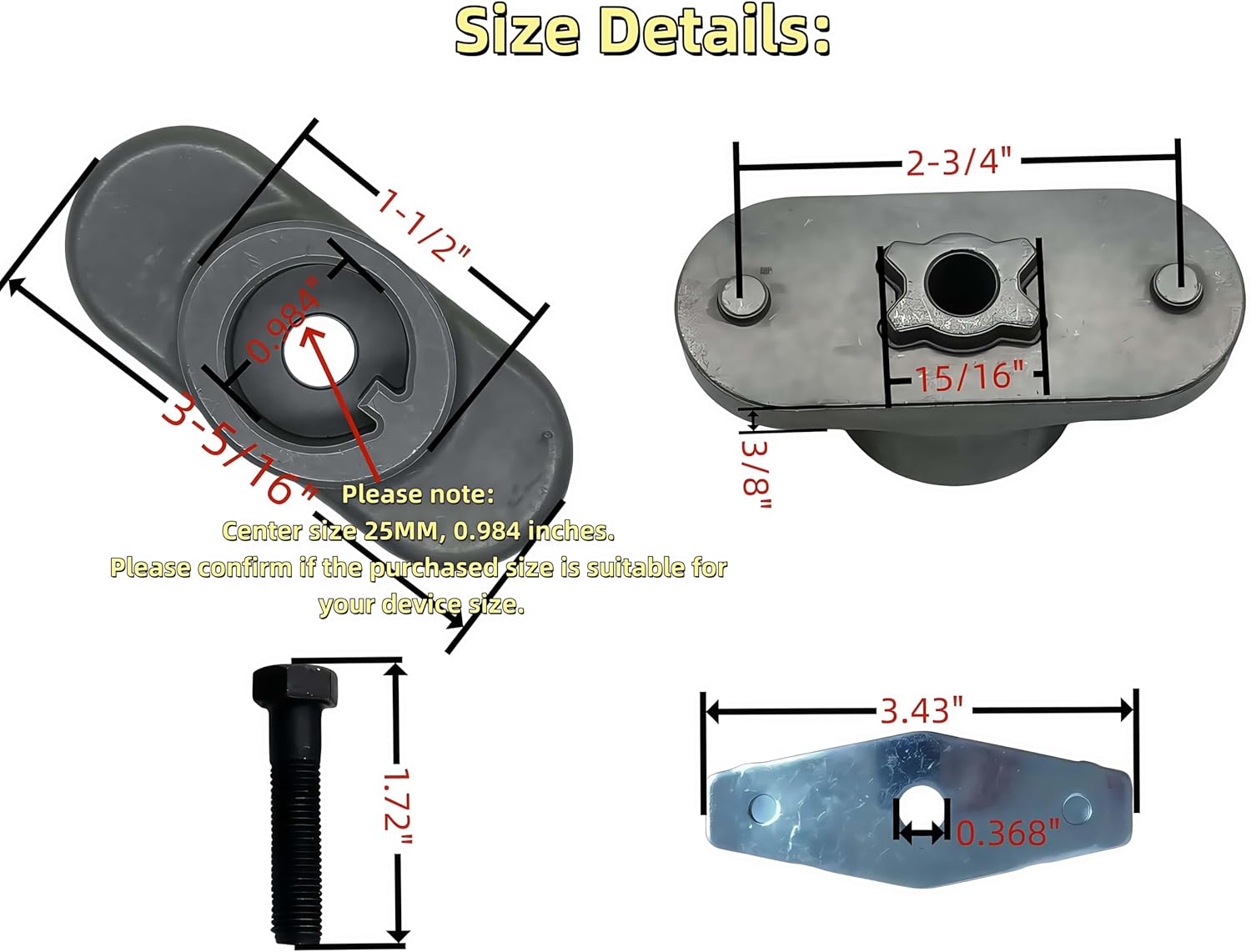 748-0376E Lawn Mower Blade Adapter, Diameter 25𝐌𝐌 | Replaces MTD 748-0376 748-0376A 748-0376B 748-0376C, Replaces