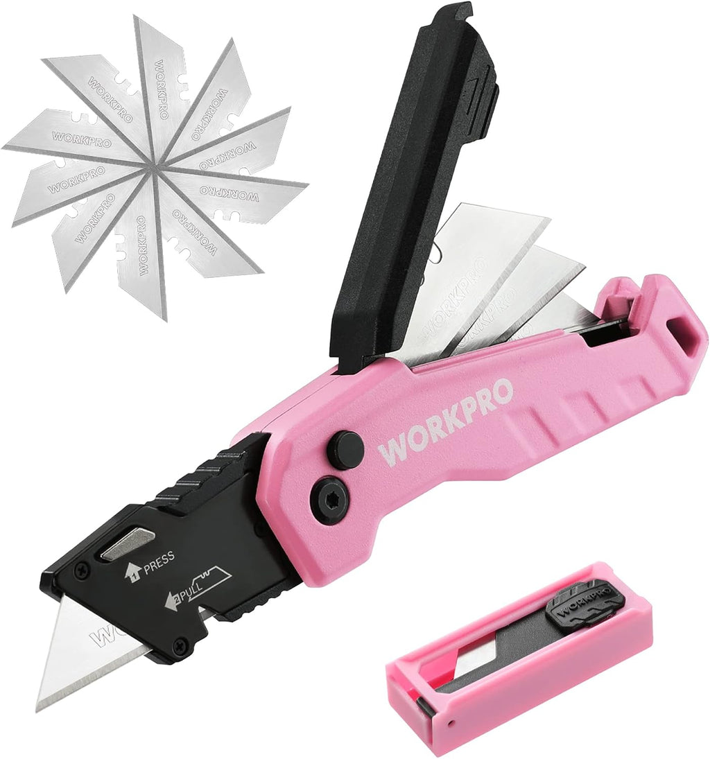 Folding Utility Knife, Quick Change Box Cutter, Pink Ribbon