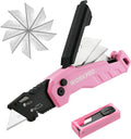 Folding Utility Knife, Quick Change Box Cutter, Pink Ribbon