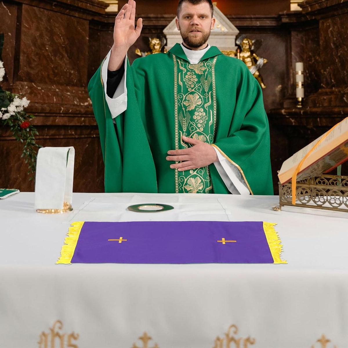 Reversible Church Parament Set for Pulpit and Altar Cloth Green