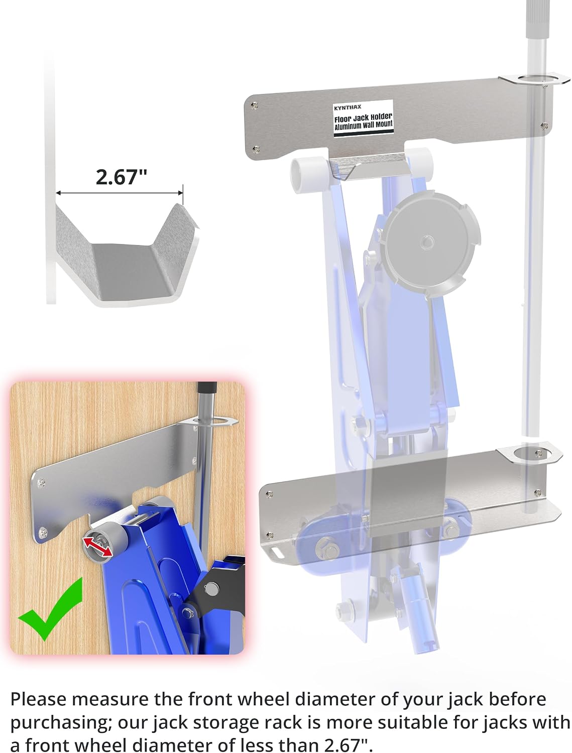 1.5-3 Ton Floor Jack Wall Mount, Aluminum Low Profile Jack Holder