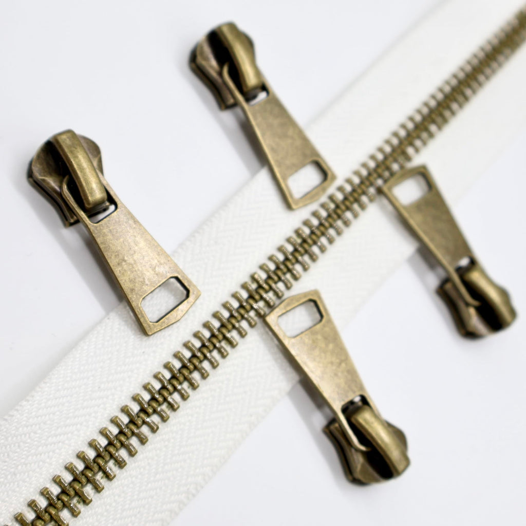 #8 White Copper Teeth Zipper by the Yard 3 Yard Kit