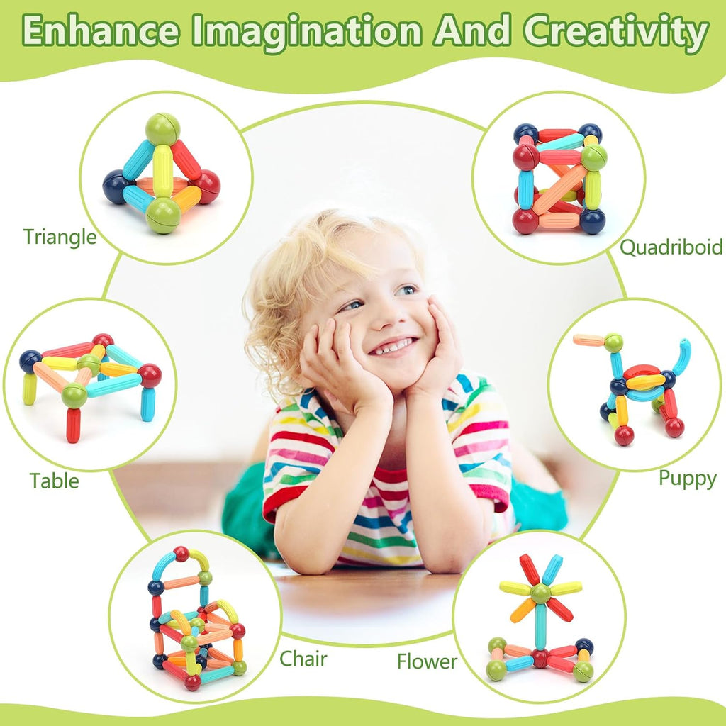 Magnetic Building Blocks for Toddlers: STEM Educational Toys for 3 4 5+ Years Old Kids - Magnetic Stick Montessori