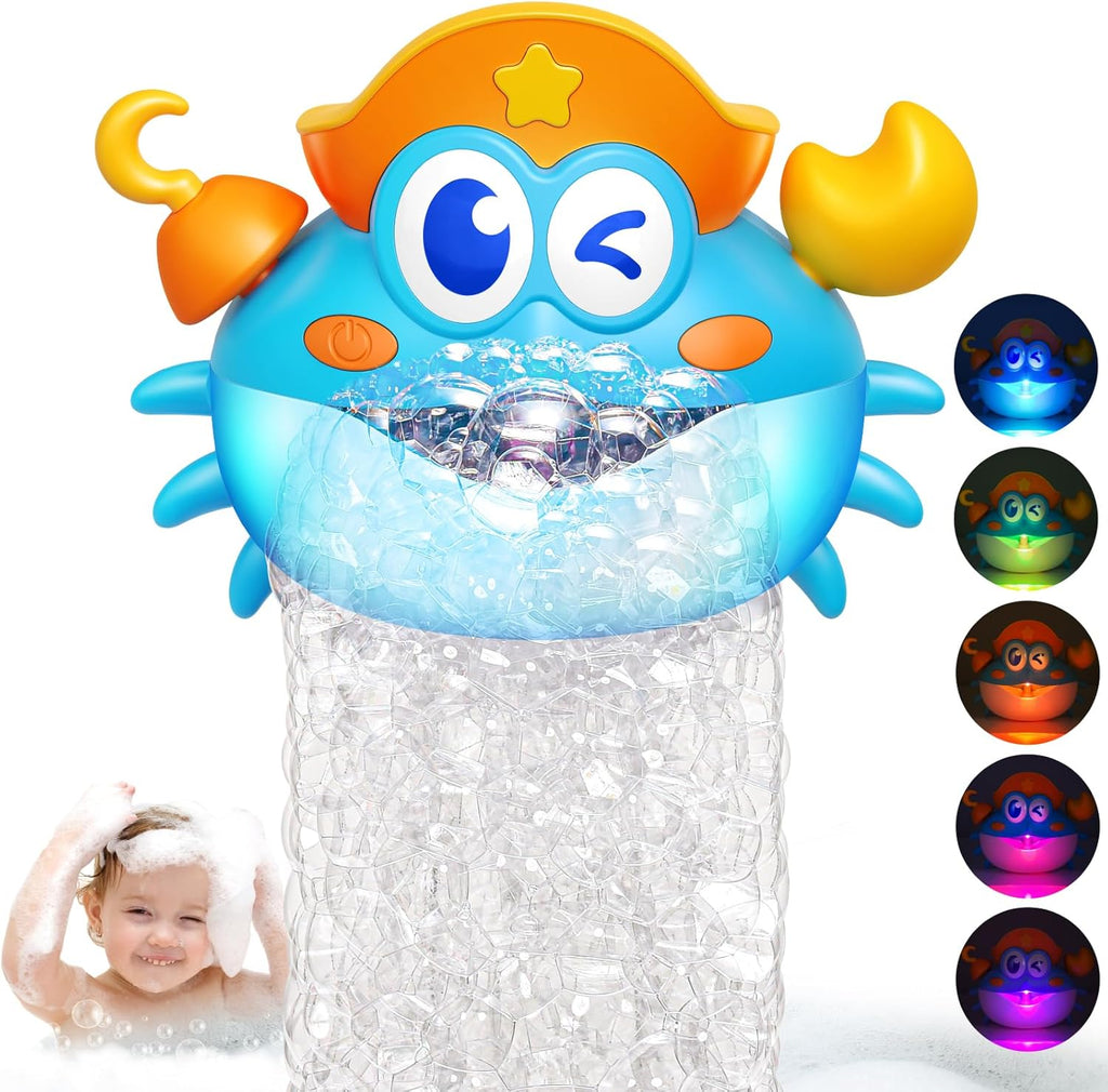 Bath Toys,Light Up Baby Bath Toys Bath Bubble Machine with Colourful RGB Light Great Birthday for Toddler Boys and