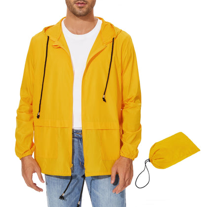 Lightweight Yellow Raincoat Waterproof Yellow Rain Jacket Men XL