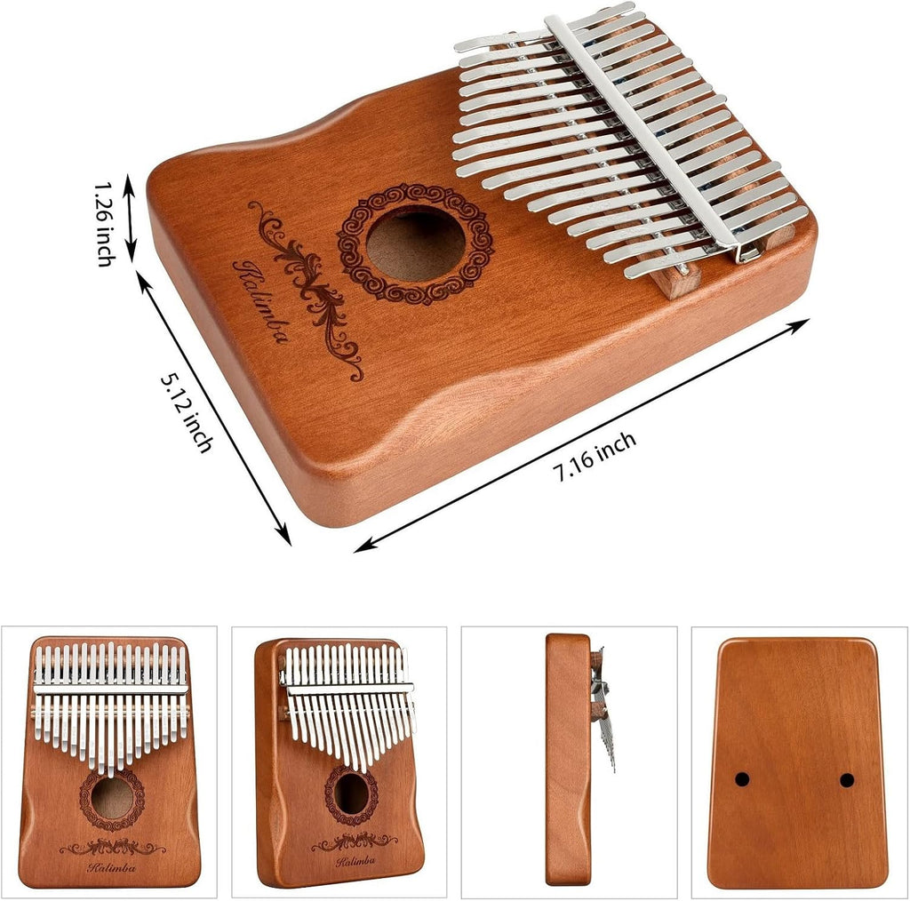Kalimba Thumb Piano 17 Keys, Finger Piano Musical Instruments, Mbira Music Kids Gifts Adult Beginners Hand Pianos Brown