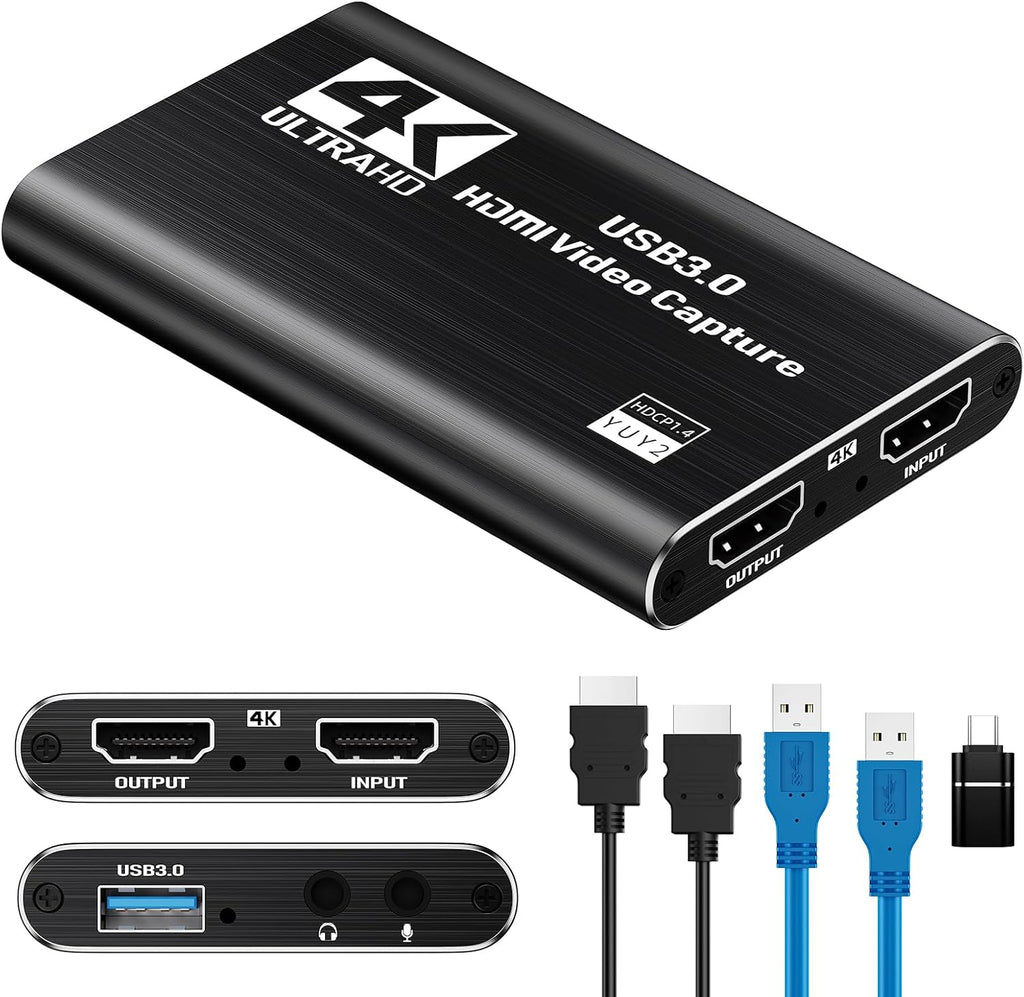USB 3.0 HDMI Capture Card, 2K30 FPS Capture with 4K Pass-Through | 2K30FPS/1080P60 capture & streaming with ultra-low