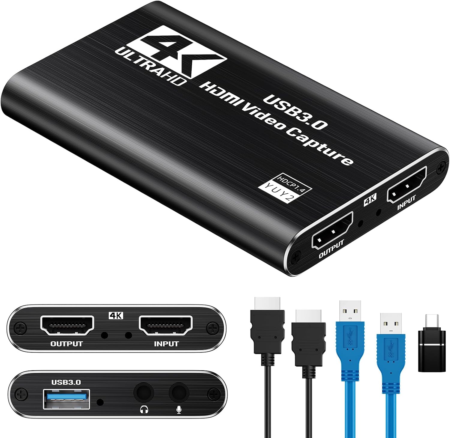 USB 3.0 HDMI Capture Card, 2K30 FPS Capture with 4K Pass-Through | 2K30FPS/1080P60 capture & streaming with ultra-low