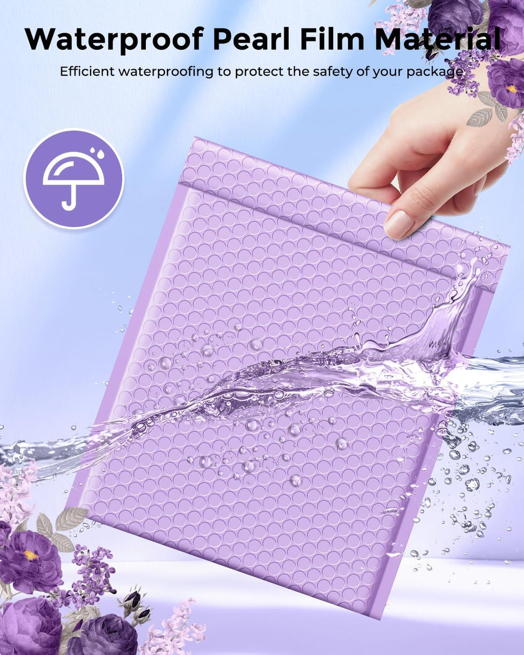 Bubble Mailer 8.5x12" 40 Pack Lavender Waterproof Padded Envelopes