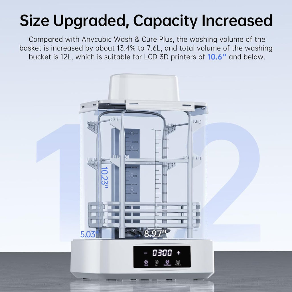 Wash and Cure 3 Plus Station for LCD/SLA/DLP 3D Printer | Size-Upgrade Wash Cure Machine with Gooseneck Lights
