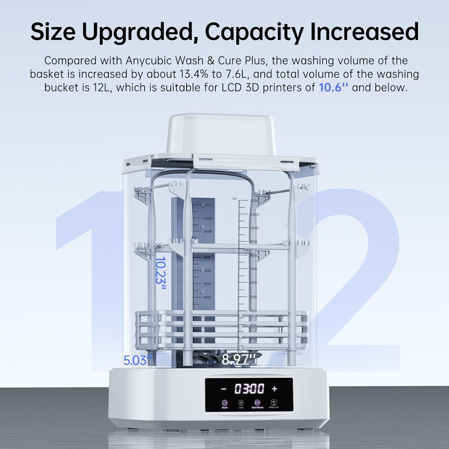 Wash and Cure 3 Plus Station for LCD/SLA/DLP 3D Printer | Size-Upgrade Wash Cure Machine with Gooseneck Lights