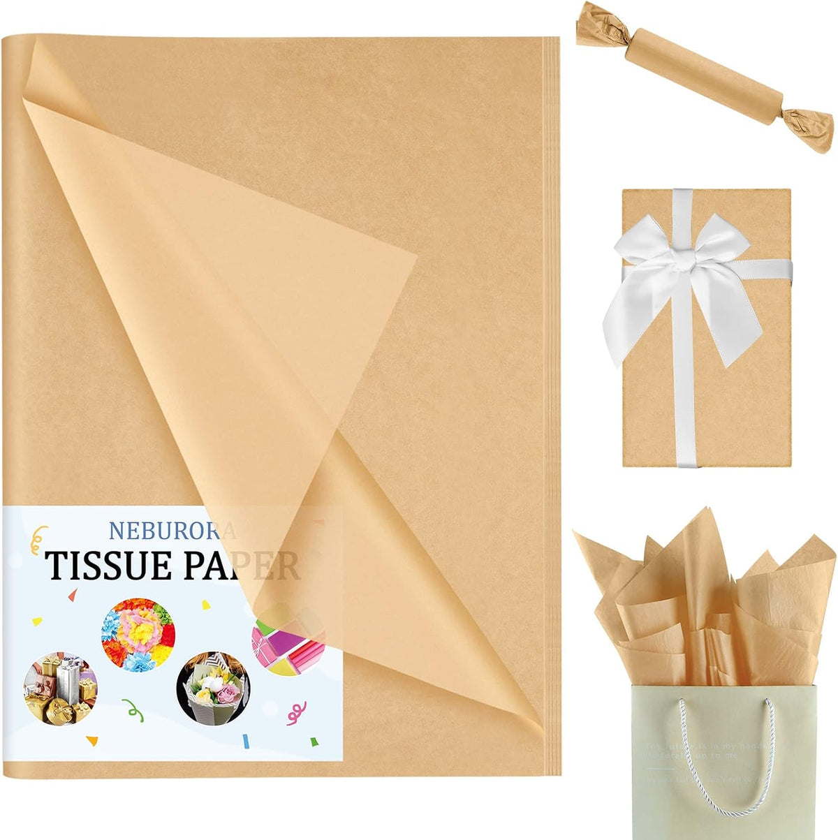 60 Sheets Kraft Tissue Paper Set Brown Gift Wrap Paper(Kraft)