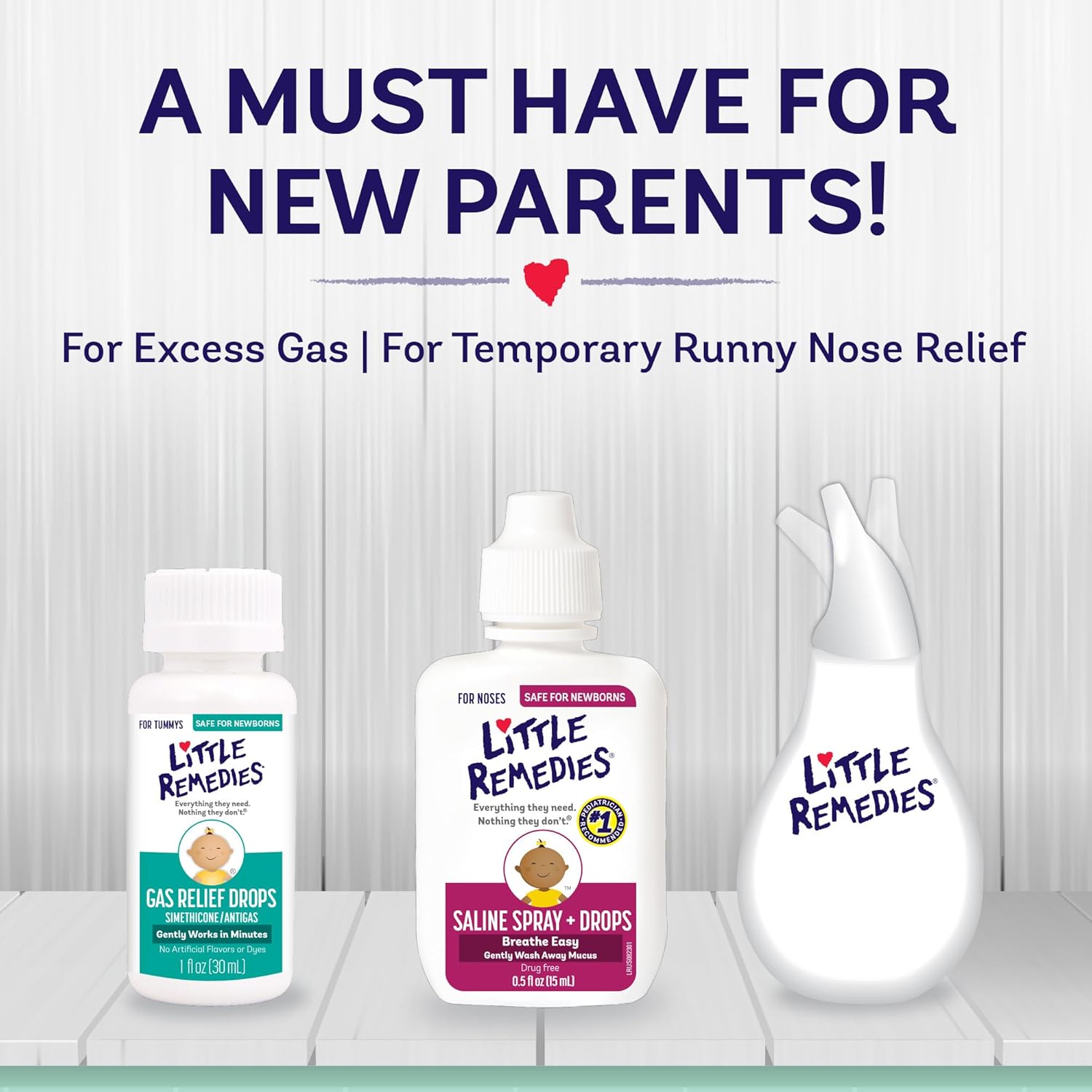 New Baby Essentials Kit with Saline Nasal Spray, Diaper Rash Cream, Gas Relief Drops, Gripe Water & More, Safe for