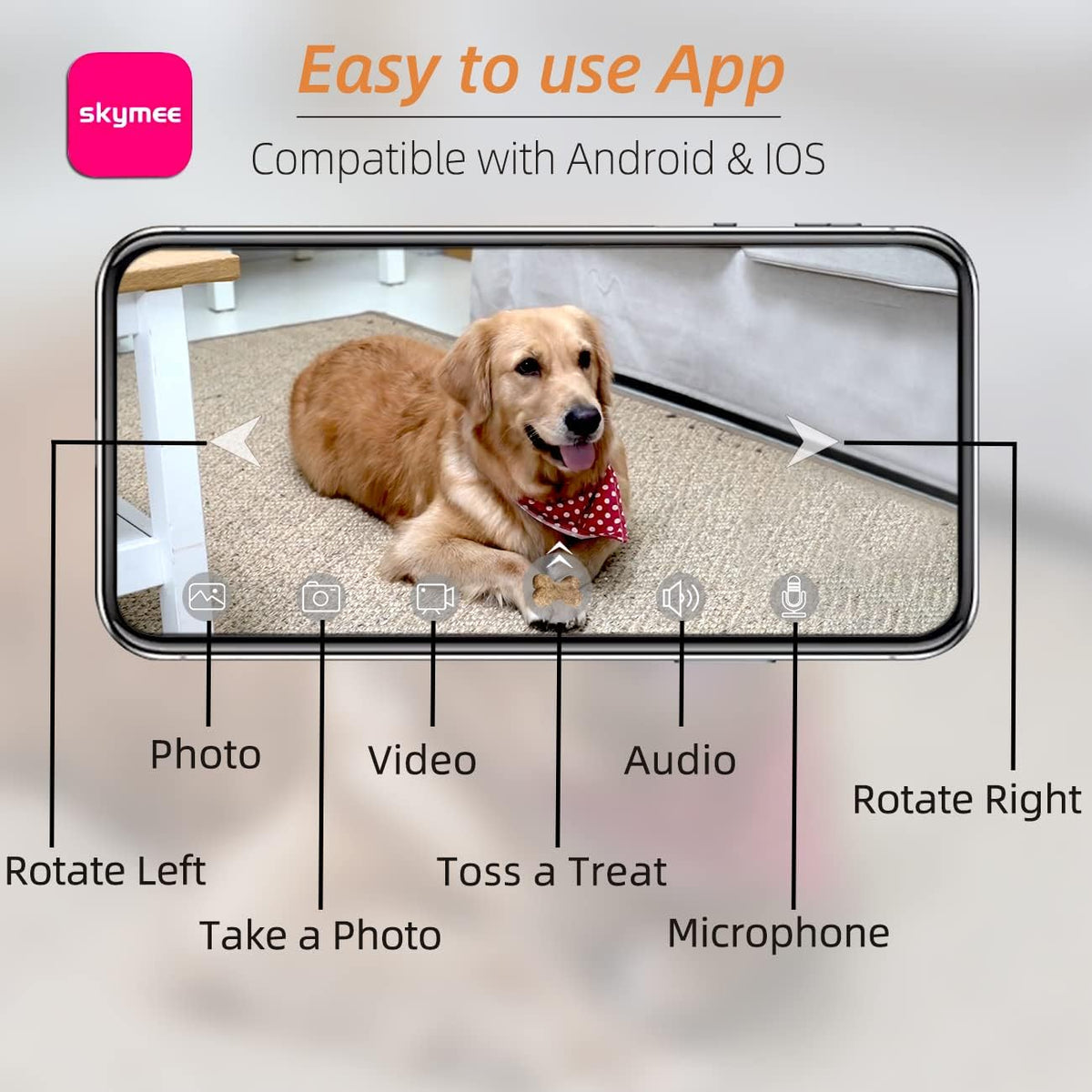 Petalk AI II Dog Camera Automatic Treat Dispenser, 5G WiFi Pet Camera with 180° Pan Full-Room View,Night Vision,Two