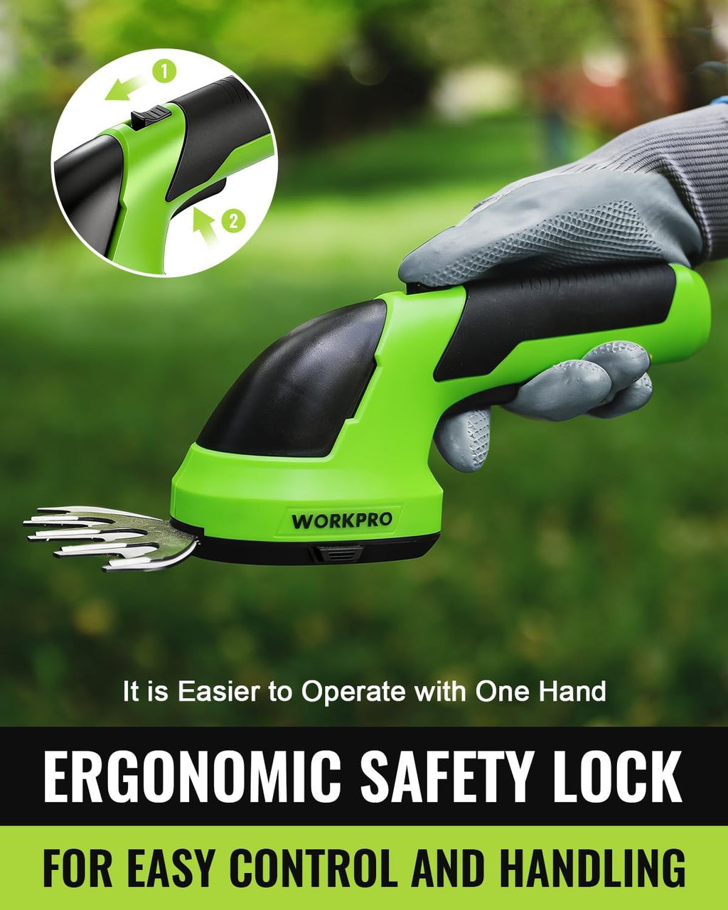7.2V Cordless Grass Shear & Shrubbery Trimmer | 5.9" Shrub Trimmer & 4.2" Grass Shear, 2.0Ah Rechargeable Lithium-Ion