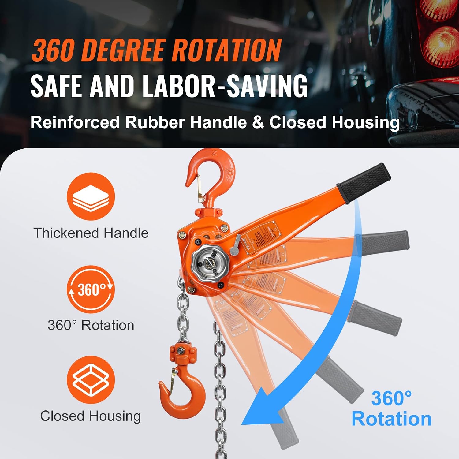 Manual Lever Chain Hoist, 1-1/2 Ton 3300 lbs Capacity 20 FT Come Along, G80 Galvanized Carbon Steel with Weston