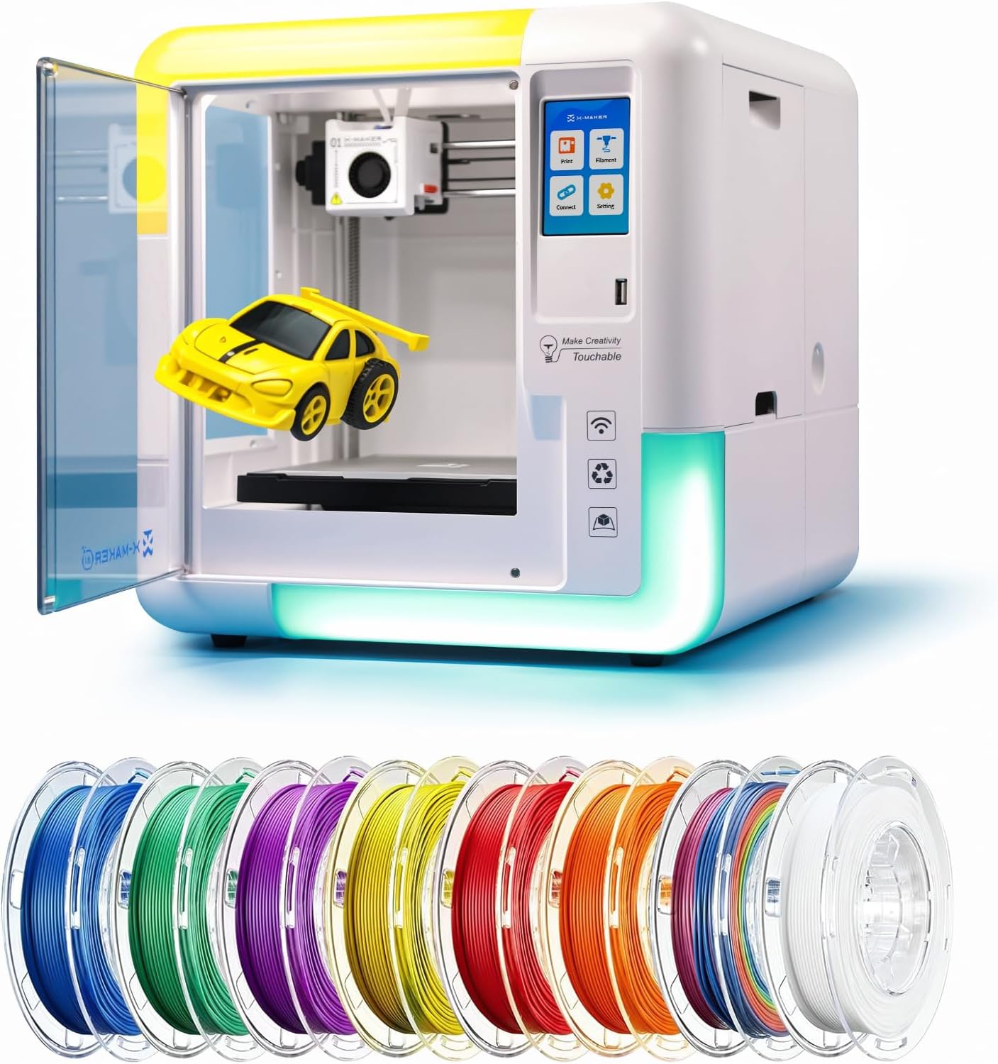 AI 3D Printer for Kids, Fast 400mm/s, 1500+ Models, Enclosed Safe | One-Click WiFi App Control, Leveling-Free 3D