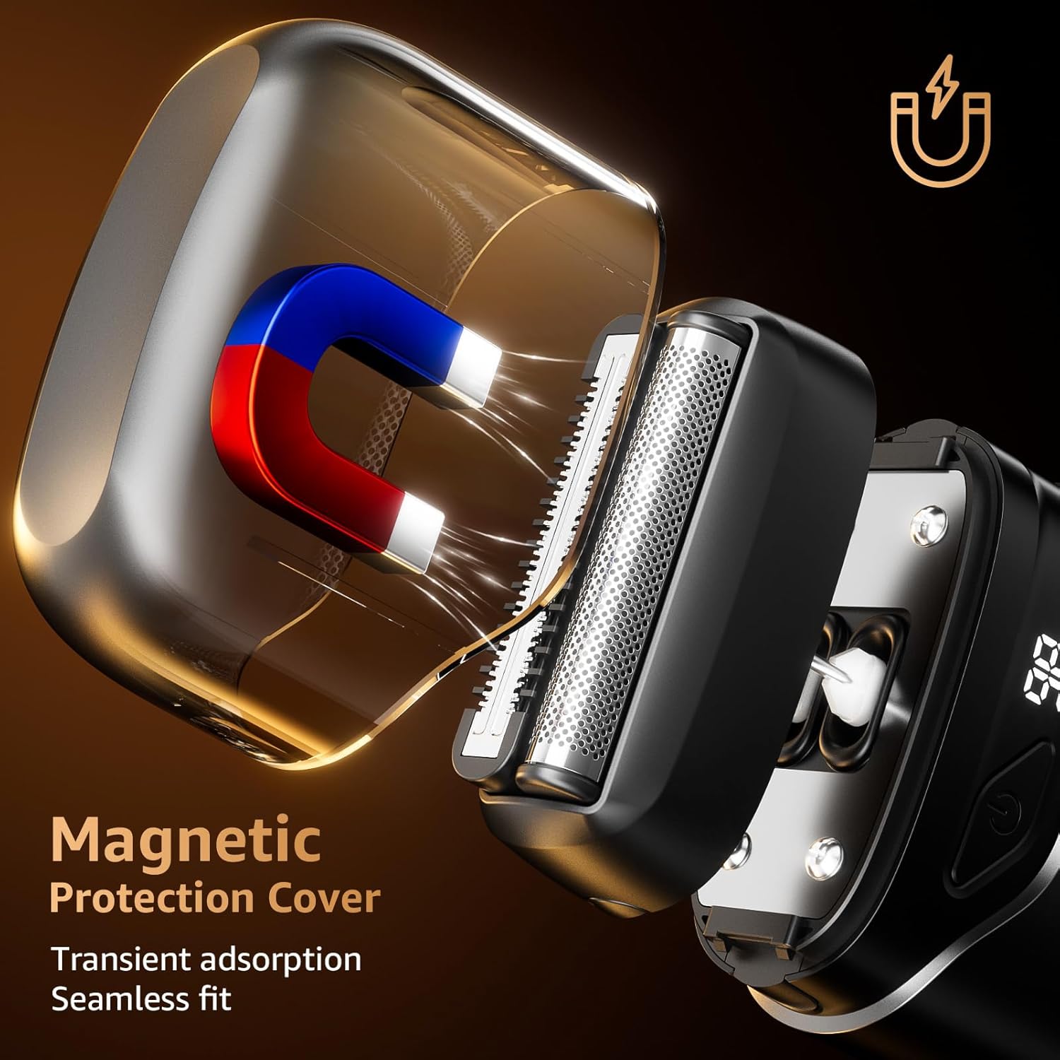 Electric Foil Shavers for Men: IPX7 Waterproof - Magnetic Cover | Mini Razor for Travel - Face Shaver with LED