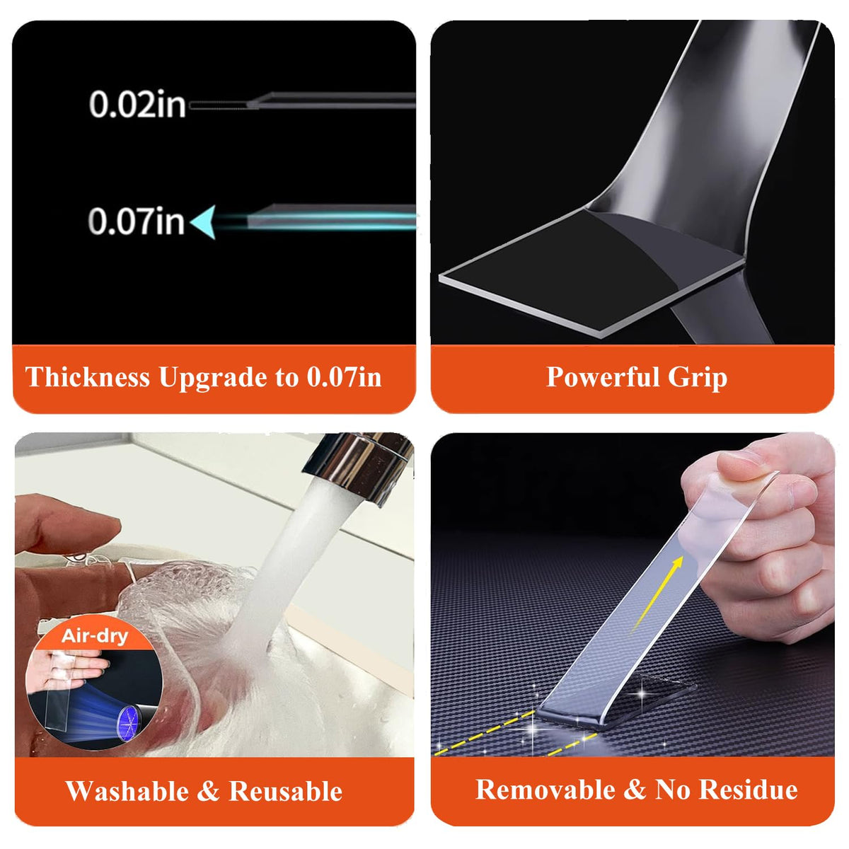 Double Sided Heavy Duty Extra Strong Adhesive Removable Tape - 1.2 & 2 Inch x 20 feet - Nano Tape for Poster Carpet