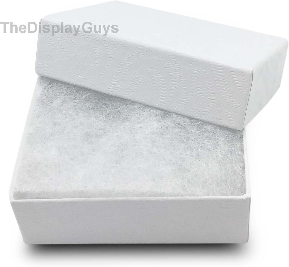 TheDisplayGuys 25 Cardboard Jewelry Gift Boxes with Inserts - White Swirl