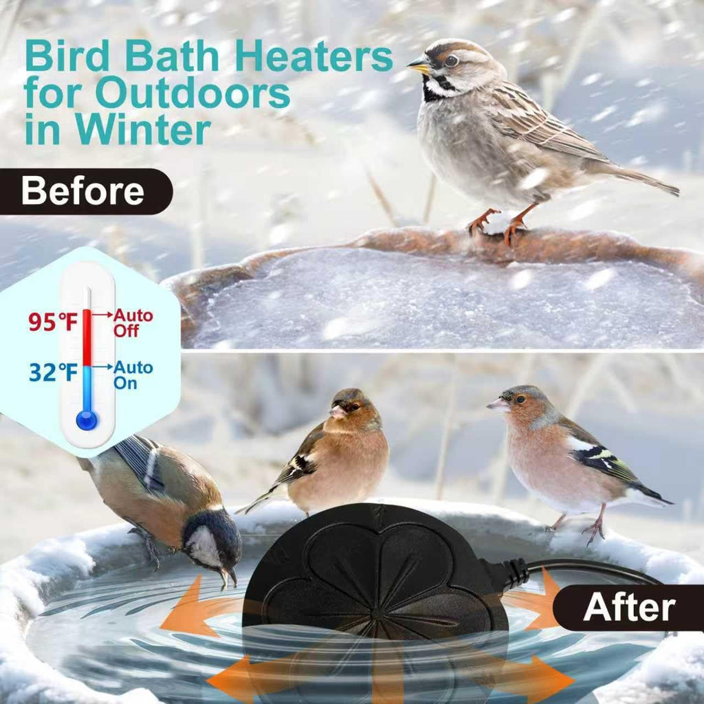 110W Bird Bath Heater for Outdoors in Winter, Submergible Cast Aluminum Chicken Water Heater with Thermostatically