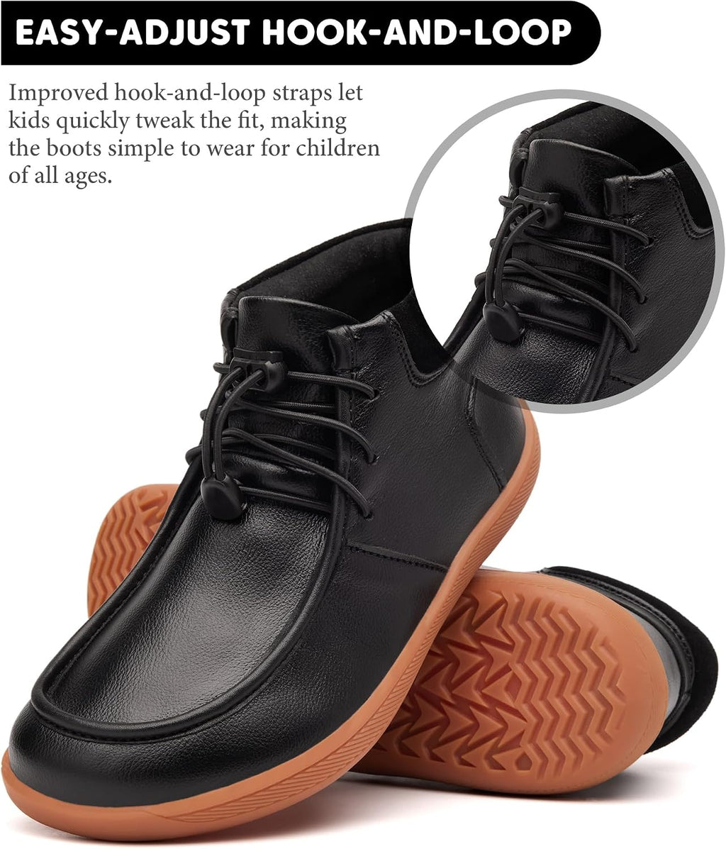 Kids Wide Toe Box Leather Boots Versatile Dress Casual School Shoes for Boys Girls