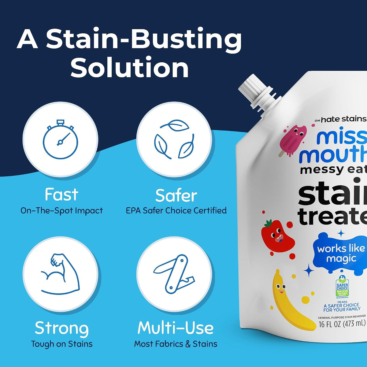 Messy Eater Refill, Laundry Stain Remover, 16 Oz Pouch