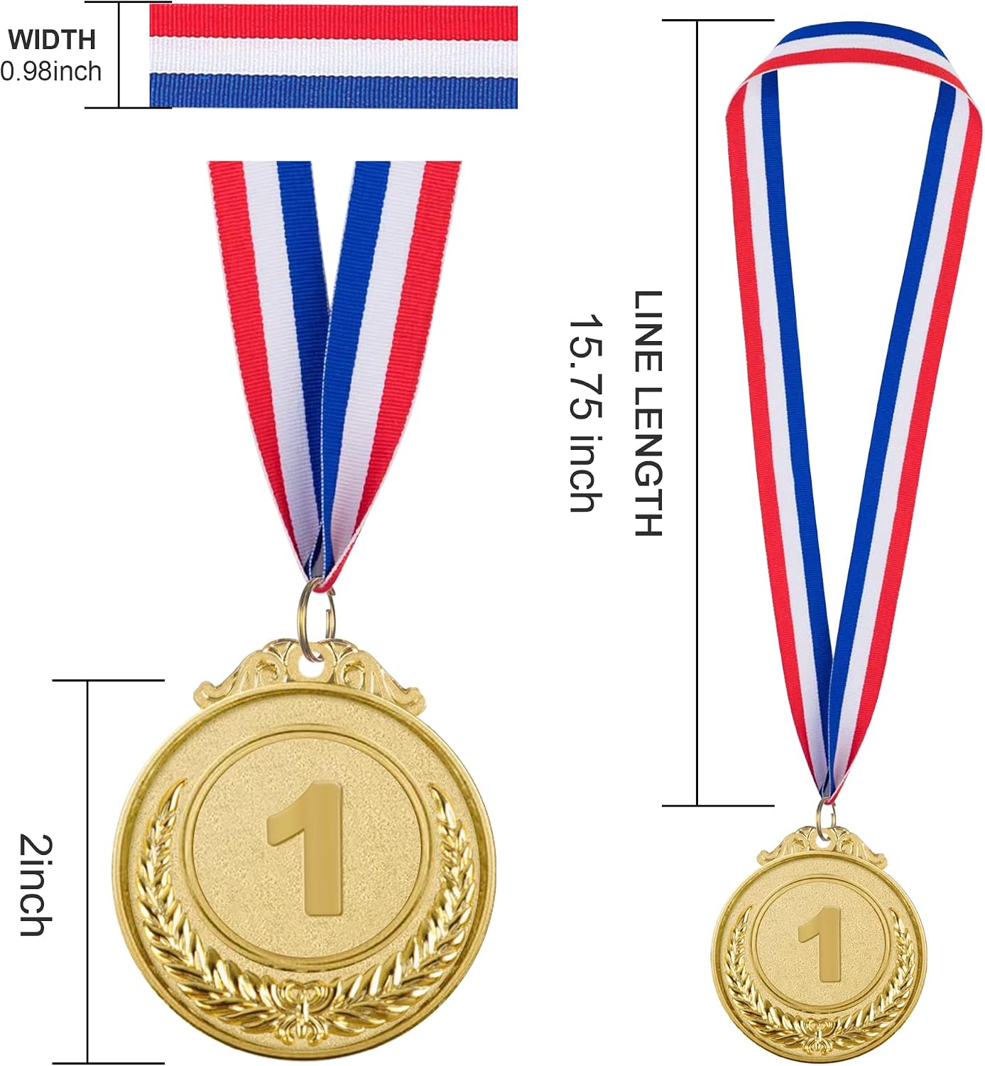 12/24/48/96 Pieces Gold Silver Bronze Award Medals, Olympic Style Winner Medals Gold Silver Bronze Prizes for Sports