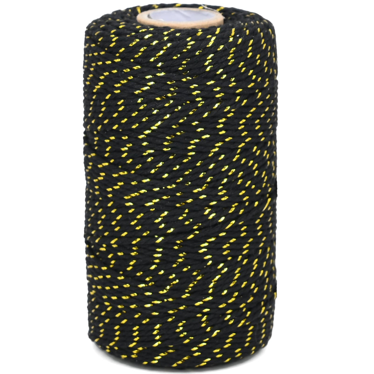 Gold and Black Cotton Twine String, 2mm Thick, 328 Feet