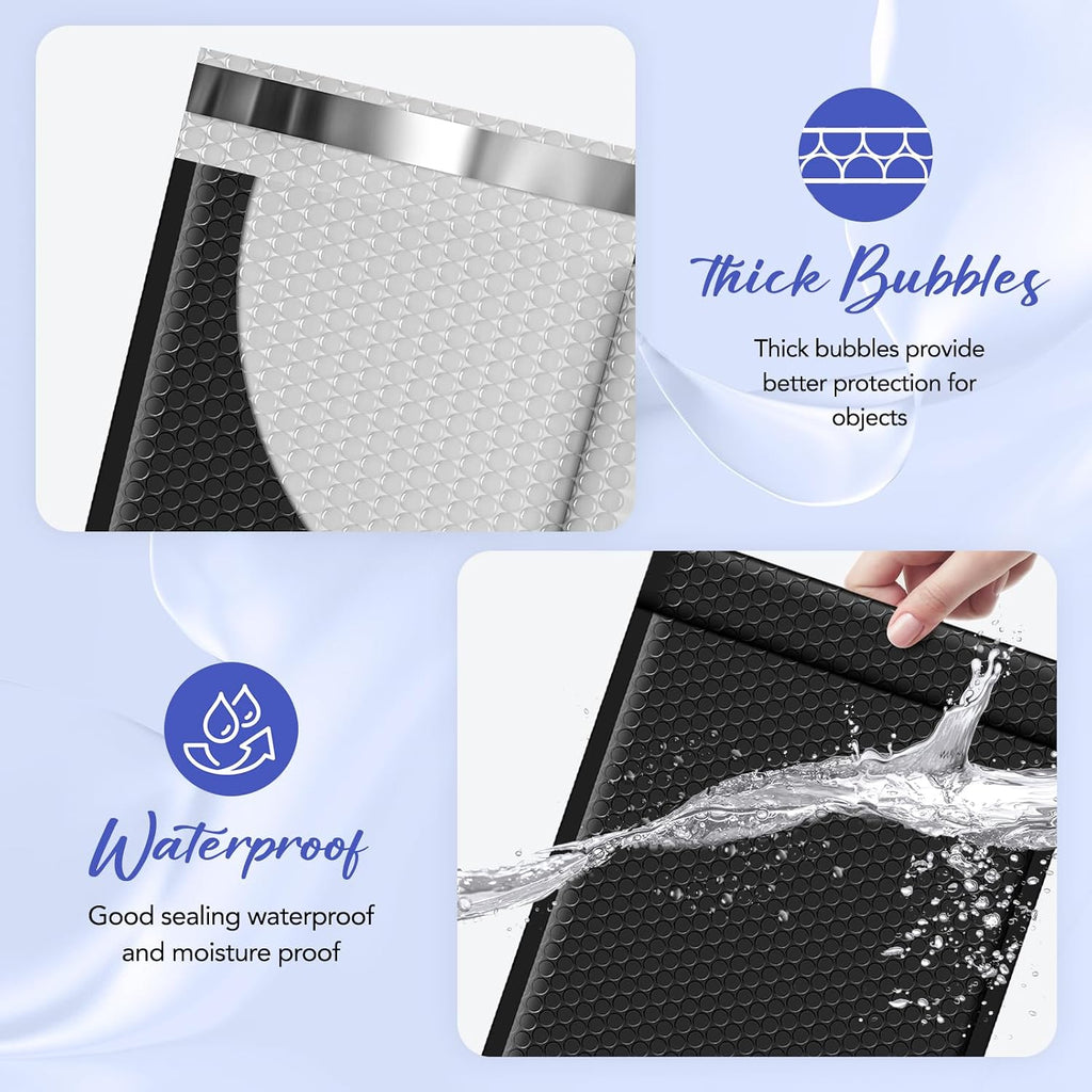 Bubble Mailers 9.5x14.5" 25 Pack Black Large Padded Envelopes