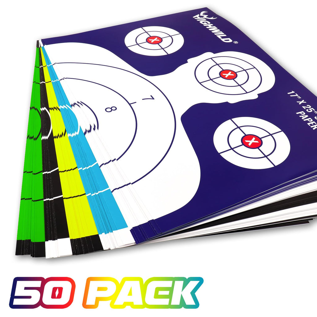 Shooting Range Silhouette Paper Target - 17X25 Inches (50 Pack, Multi Color)