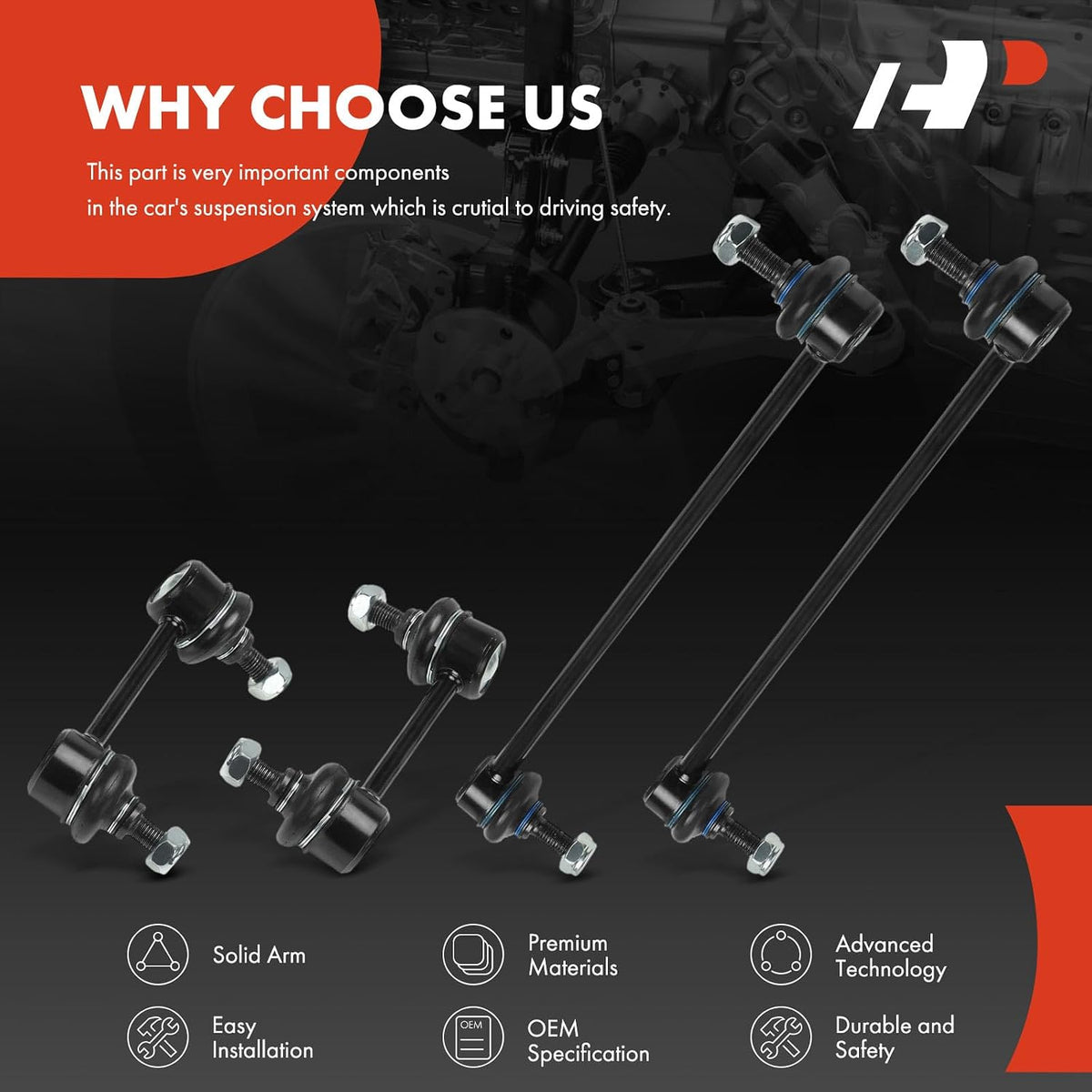 A-Premium Front & Rear Sway Bar Link Stabilizer Bar End Link Kit